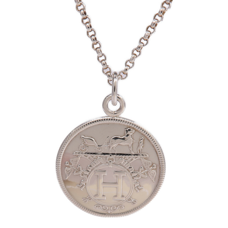 HERMES 925純銀/18K玫瑰金Ex Libris MM項鍊-2