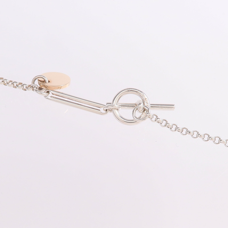 HERMES 925純銀/18K玫瑰金Ex Libris MM項鍊-4