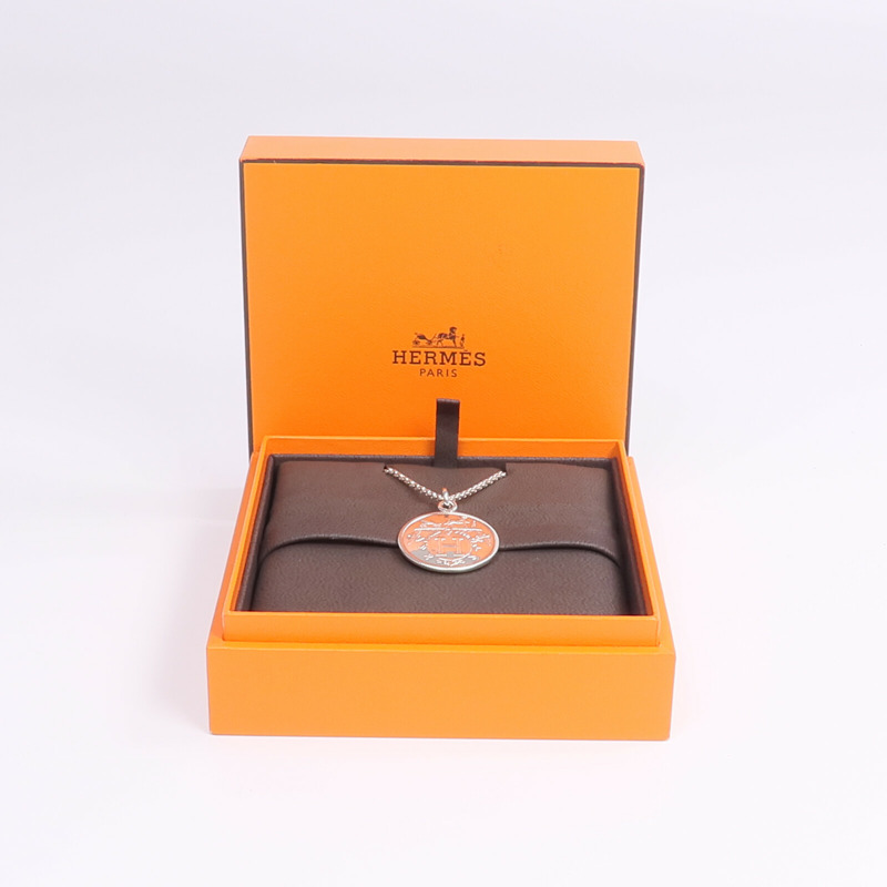 HERMES 925純銀/18K玫瑰金Ex Libris MM項鍊-8