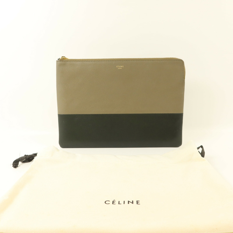 CELINE 牛皮皮革Pouch金扣小袋-9