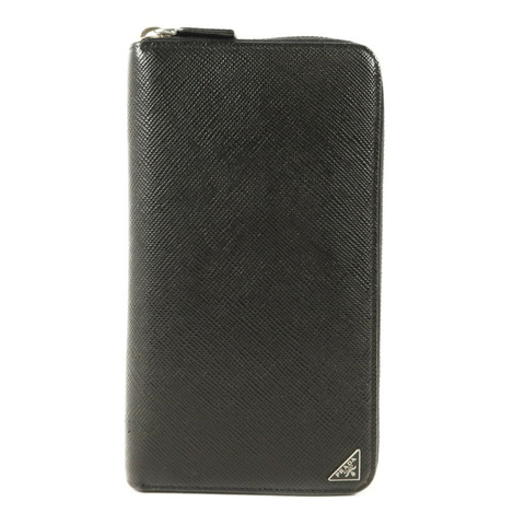 PRADA Saffiano皮革Long Round Wallet銀扣長錢包