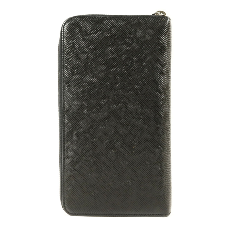 PRADA Saffiano皮革Long Round Wallet銀扣長錢包-1