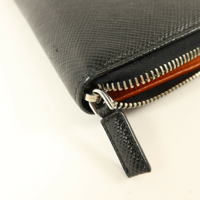 PRADA Saffiano皮革Long Round Wallet銀扣長錢包-9