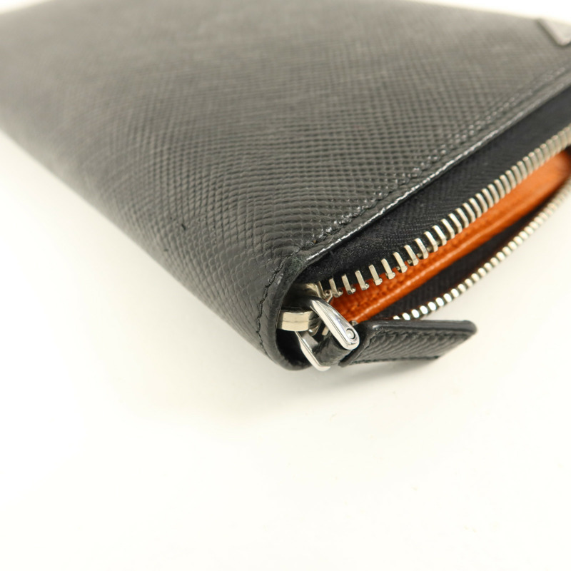 PRADA Saffiano皮革Long Round Wallet銀扣長錢包-10