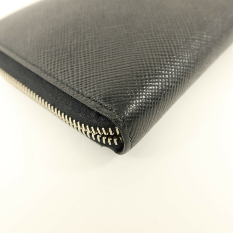 PRADA Saffiano皮革Long Round Wallet銀扣長錢包-11