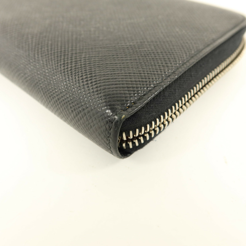 PRADA Saffiano皮革Long Round Wallet銀扣長錢包-12
