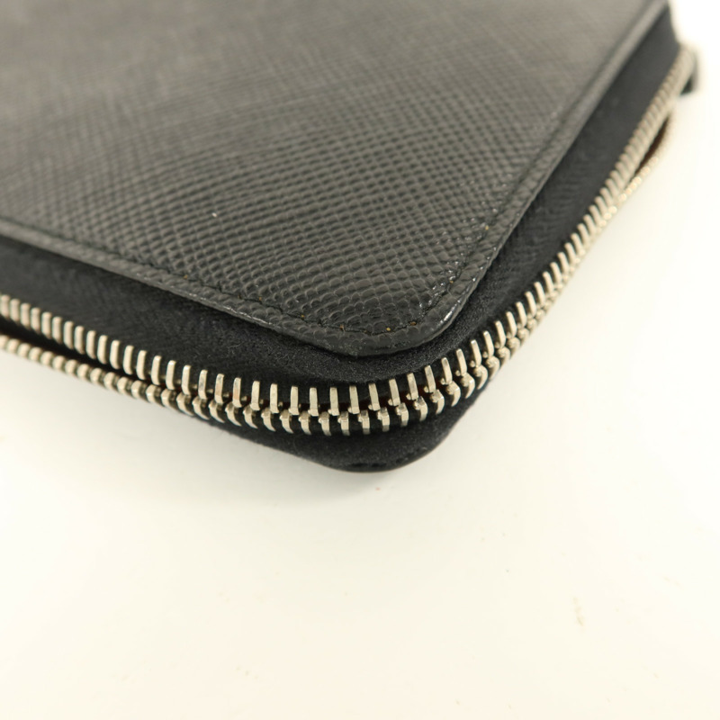 PRADA Saffiano皮革Long Round Wallet銀扣長錢包-14