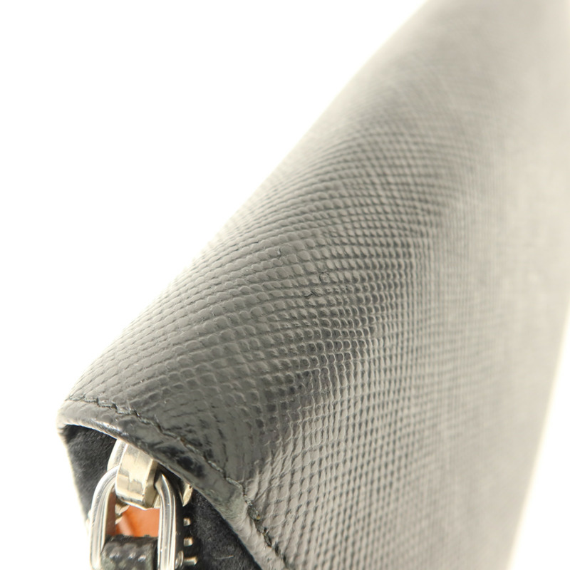 PRADA Saffiano皮革Long Round Wallet銀扣長錢包-16