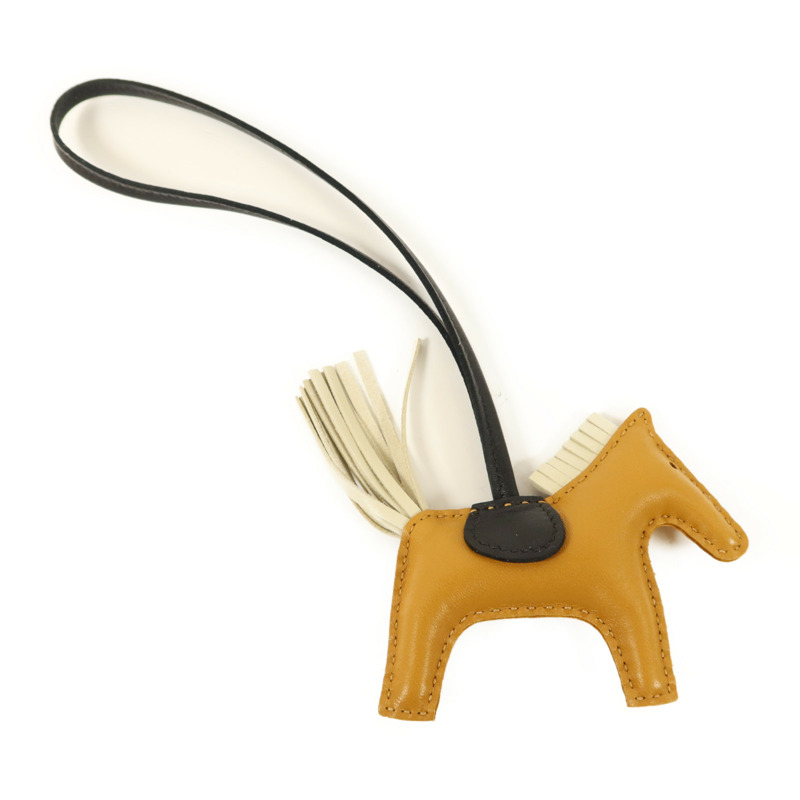 HERMES Milo皮革Rodeo PM掛飾Sesame/Noir/Nata-1