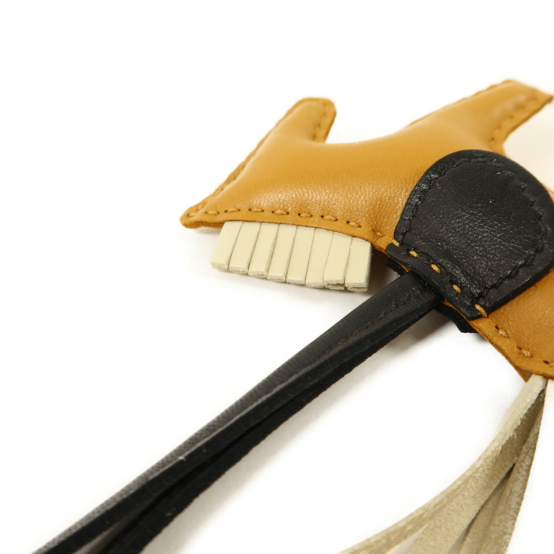 HERMES Milo皮革Rodeo PM掛飾Sesame/Noir/Nata-3