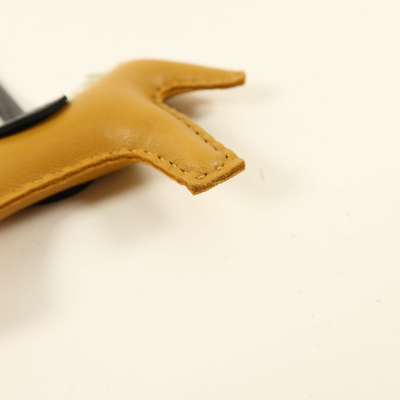 HERMES Milo皮革Rodeo PM掛飾Sesame/Noir/Nata-9