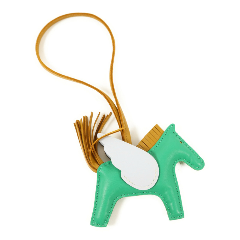 HERMES Milo皮革Rodeo Pegase PM掛飾Menthe/Bleu Pale/Sesame-1
