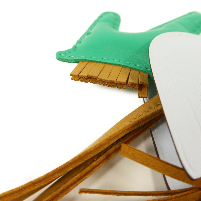 HERMES Milo皮革Rodeo Pegase PM掛飾Menthe/Bleu Pale/Sesame-3