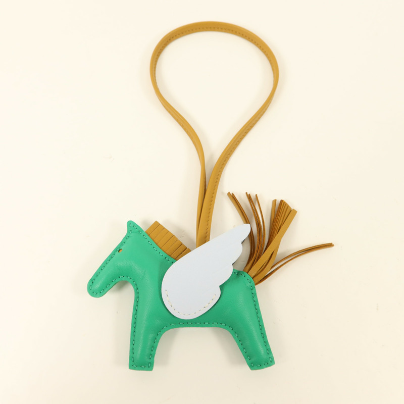 HERMES Milo皮革Rodeo Pegase PM掛飾Menthe/Bleu Pale/Sesame-6