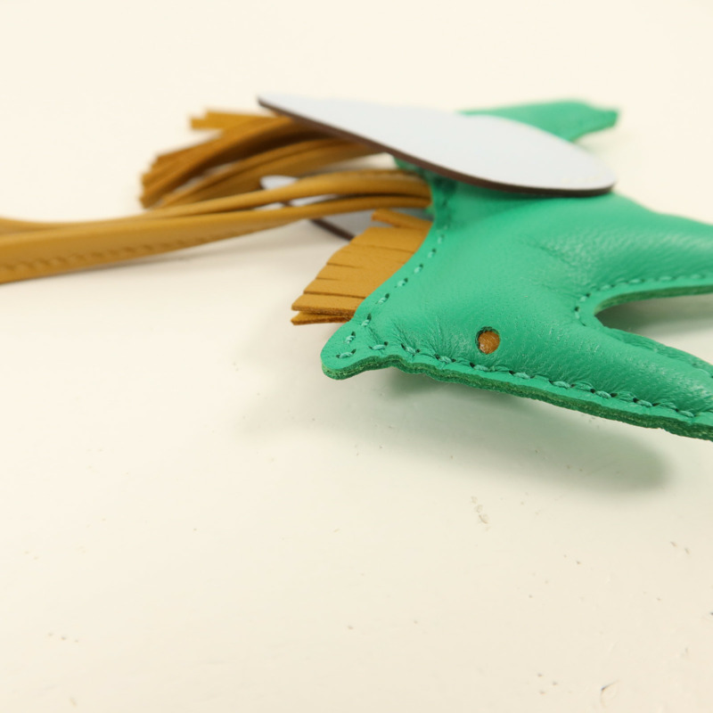 HERMES Milo皮革Rodeo Pegase PM掛飾Menthe/Bleu Pale/Sesame-8