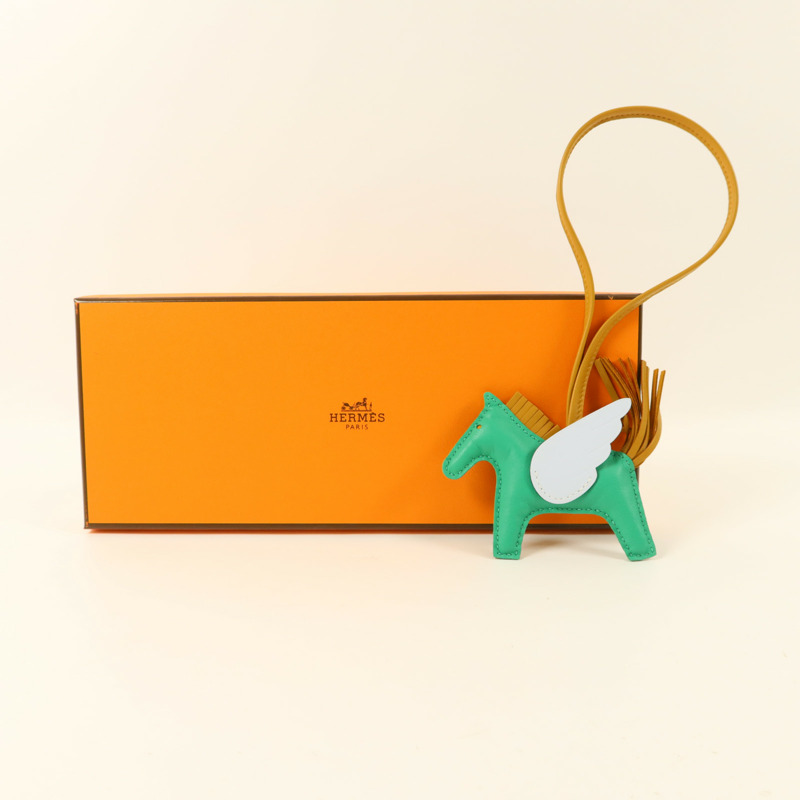 HERMES Milo皮革Rodeo Pegase PM掛飾Menthe/Bleu Pale/Sesame-9