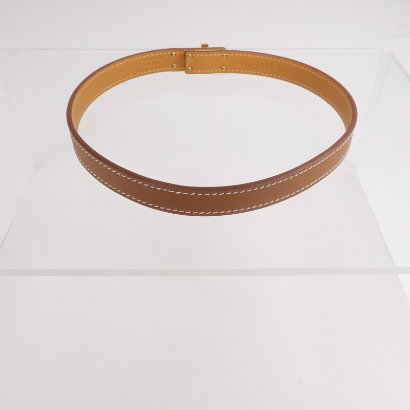 HERMES 牛皮皮革Mini Kelly Choker金扣項鍊Gold-2