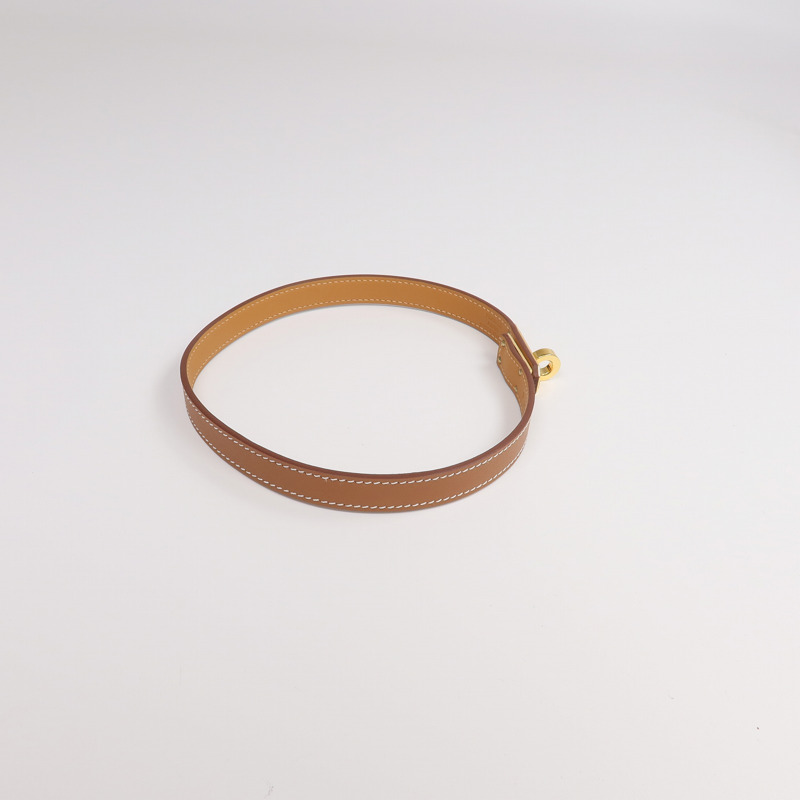 HERMES 牛皮皮革Mini Kelly Choker金扣項鍊Gold-6