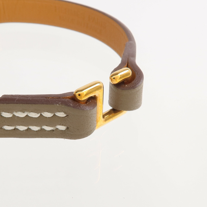 HERMES Swift皮革Rivale Mini Bracelet金扣手帶Etoupe-3