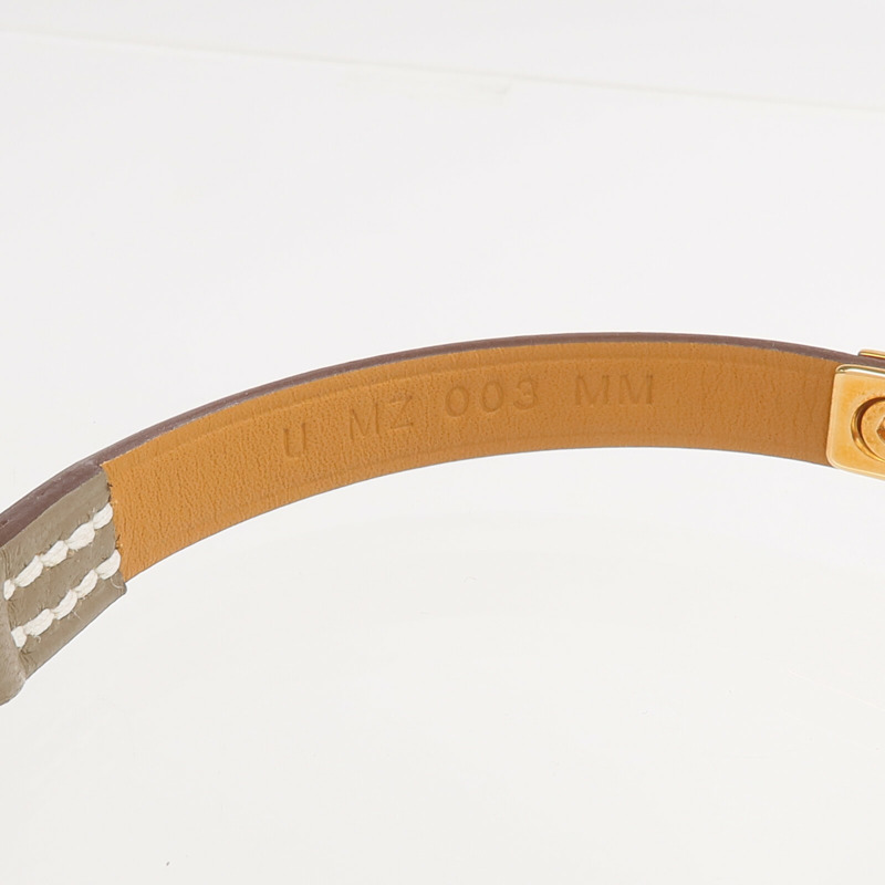 HERMES Swift皮革Rivale Mini Bracelet金扣手帶Etoupe-5