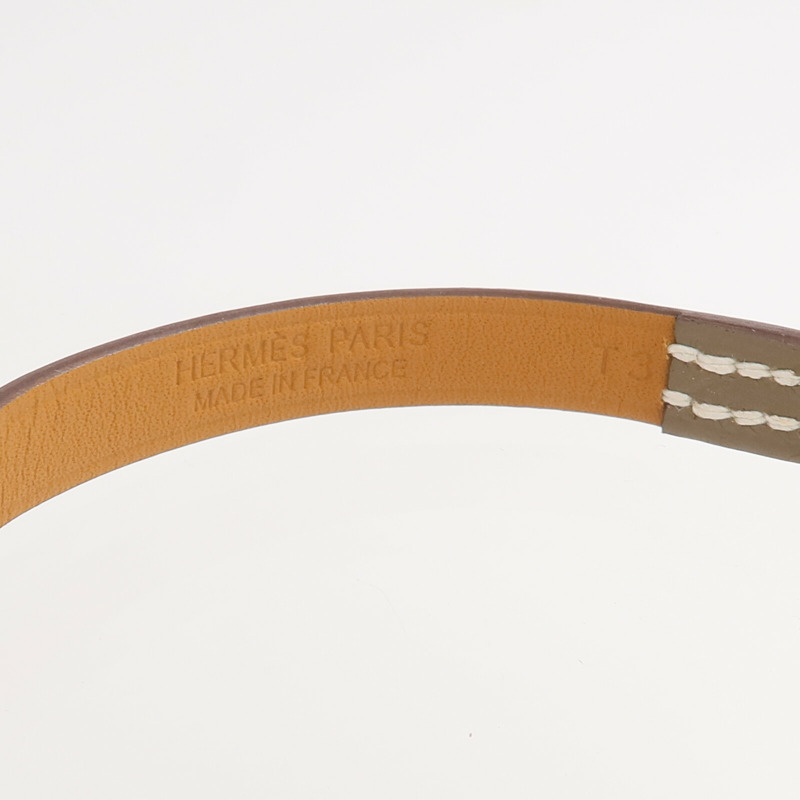 HERMES Swift皮革Rivale Mini Bracelet金扣手帶Etoupe-6