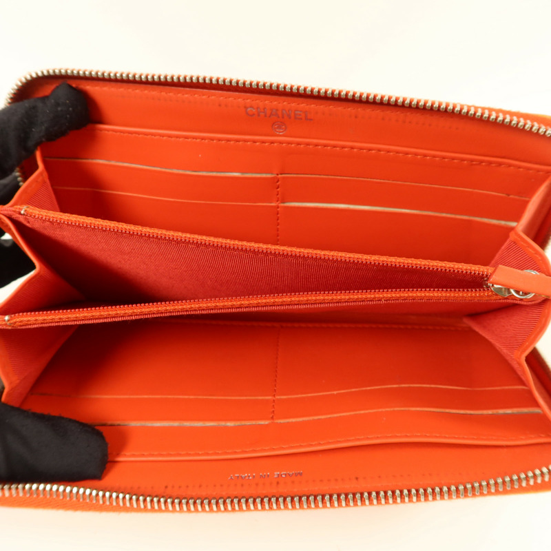 CHANEL 漆皮皮革Long Round Wallet銀扣長錢包-4