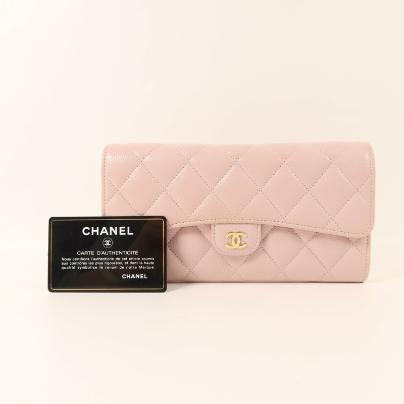 CHANEL 牛皮皮革Long Wallet金扣長錢包-9