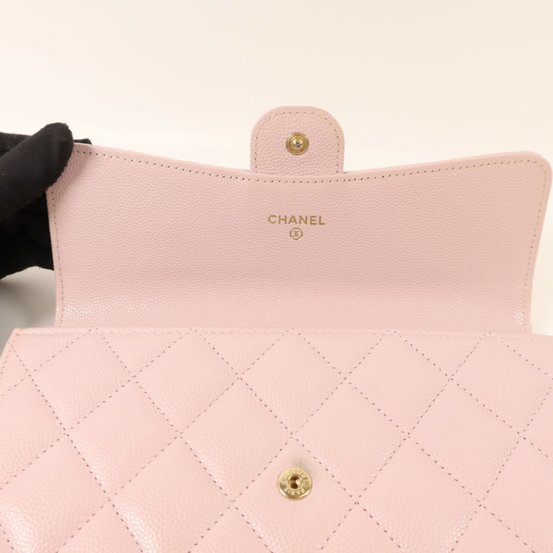 CHANEL 牛皮皮革Long Wallet金扣長錢包-11