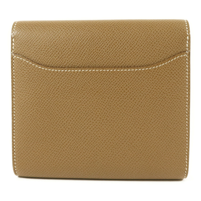 HERMES Epsom皮革Constance Compact Wallet銀扣錢包Etoupe-1