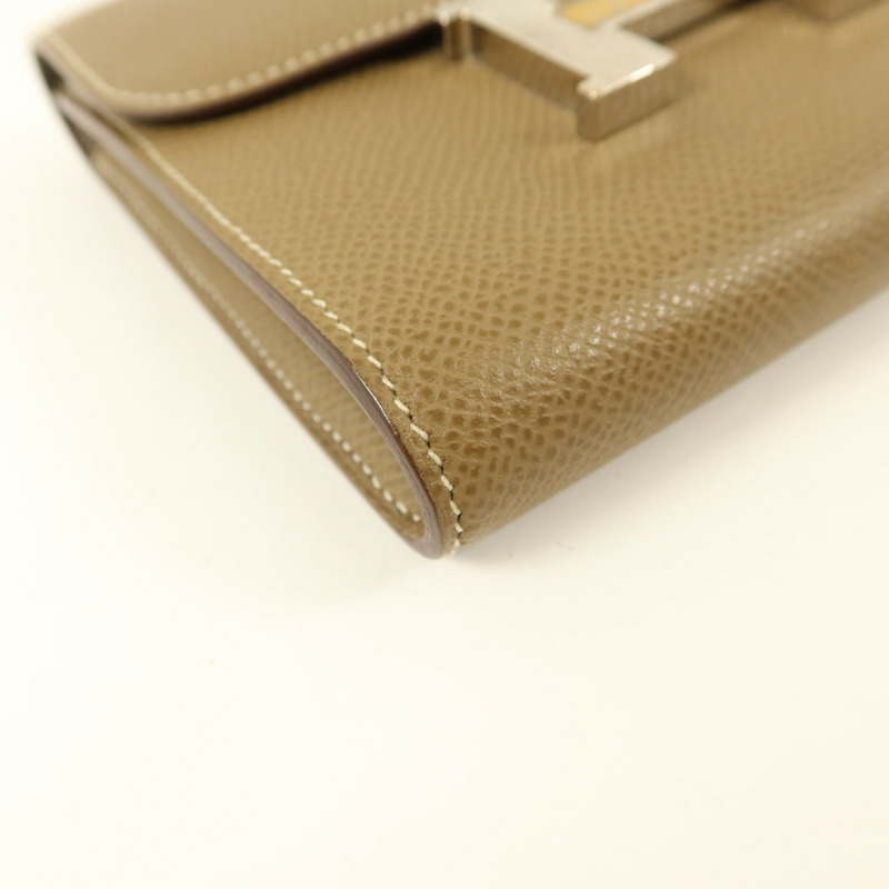 HERMES Epsom皮革Constance Compact Wallet銀扣錢包Etoupe-10