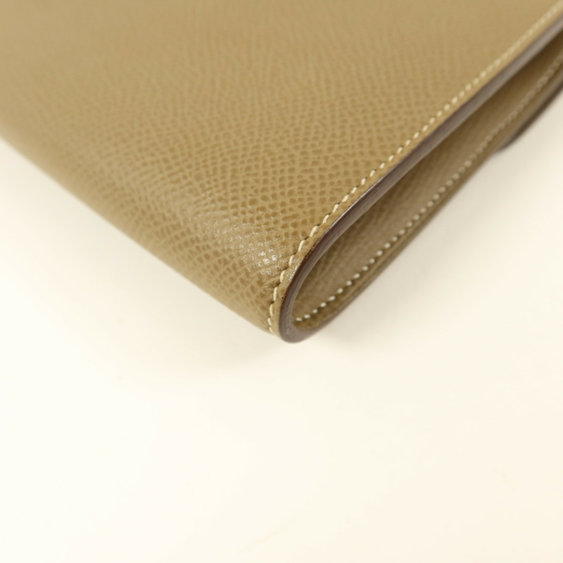 HERMES Epsom皮革Constance Compact Wallet銀扣錢包Etoupe-11