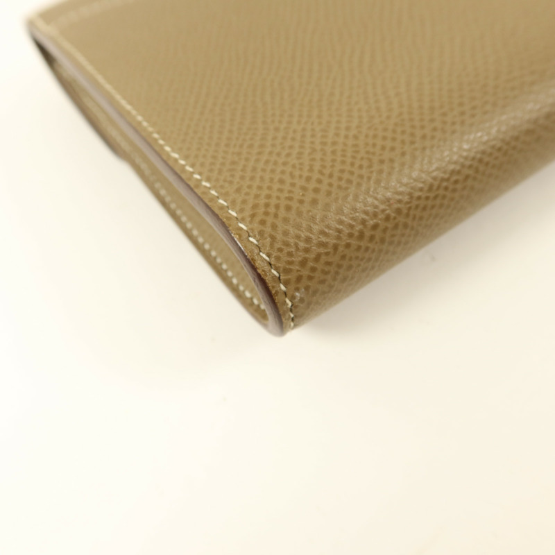 HERMES Epsom皮革Constance Compact Wallet銀扣錢包Etoupe-12