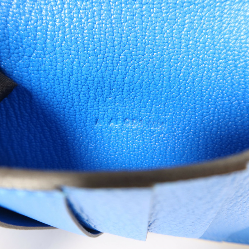 HERMES Chevre皮革Kelly Short Wallet銀扣錢包Bleu Electrique-8