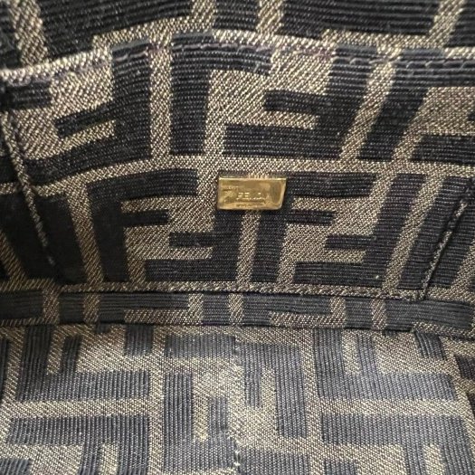 東區正精品㊣FENDI 8BS017 baguette 咖啡色緹花布 FF LOGO 斜背包手提包法棍包兩用包 RZ6329-12