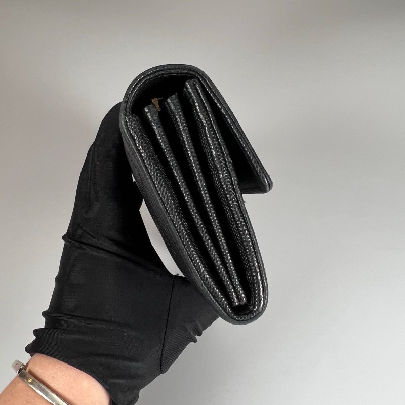 CHANEL BOY掀蓋長夾荔枝黑 A80286/晶片款-2