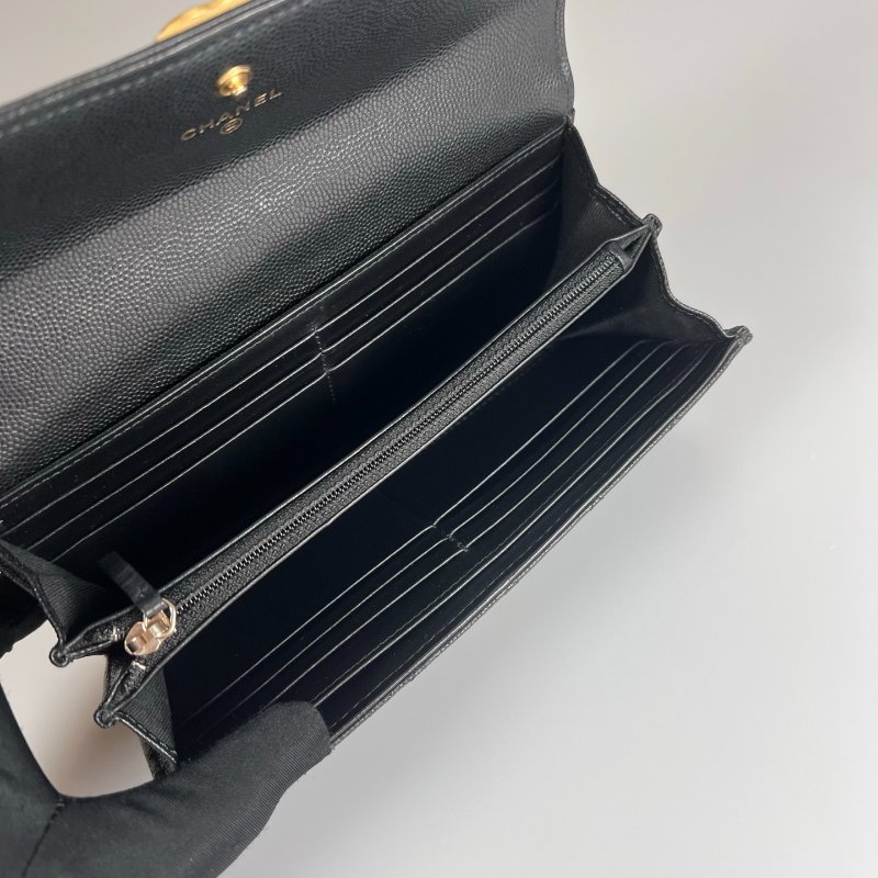 CHANEL BOY掀蓋長夾荔枝黑 A80286/晶片款-5