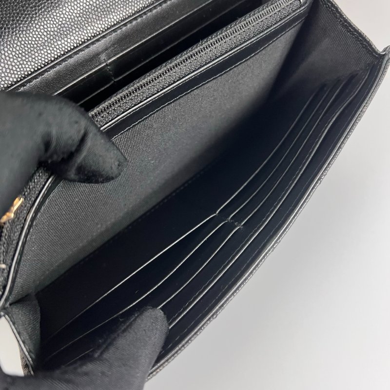 CHANEL BOY掀蓋長夾荔枝黑 A80286/晶片款-6