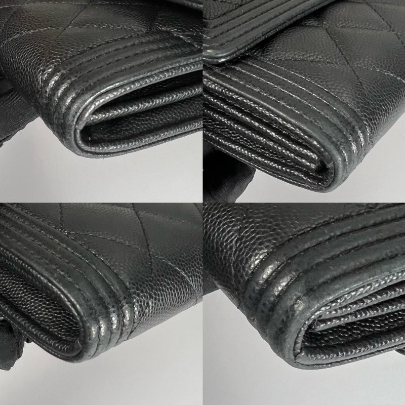 CHANEL BOY掀蓋長夾荔枝黑 A80286/晶片款-10