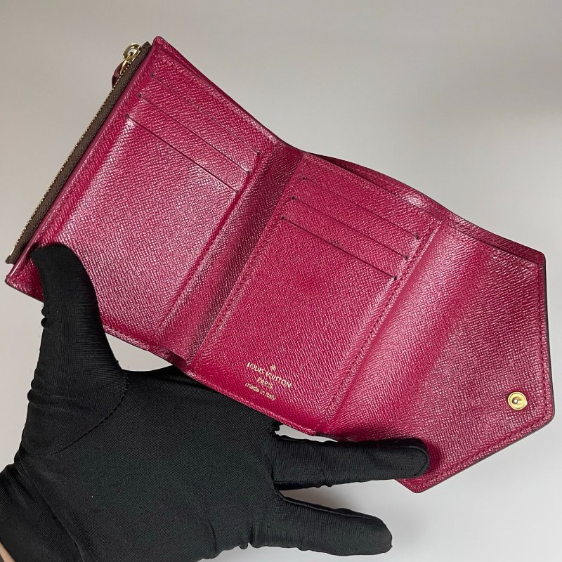 LV M41938 老花紫紅豆豆Victorine短夾-4