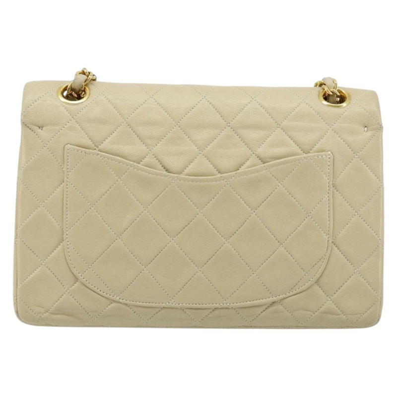 【日本直送】香奈兒雙蓋鏈條Matelasse23手袋，羊皮材質，米色，金色CC標誌，正品編號173005SAV-1