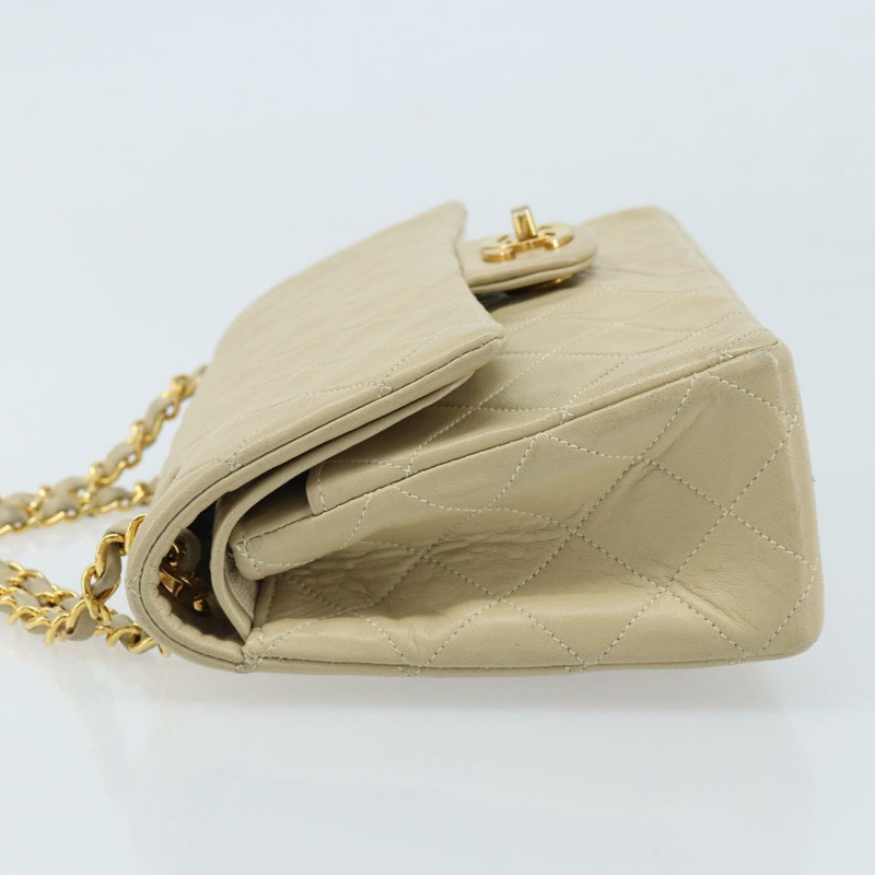 【日本直送】香奈兒雙蓋鏈條Matelasse23手袋，羊皮材質，米色，金色CC標誌，正品編號173005SAV-3