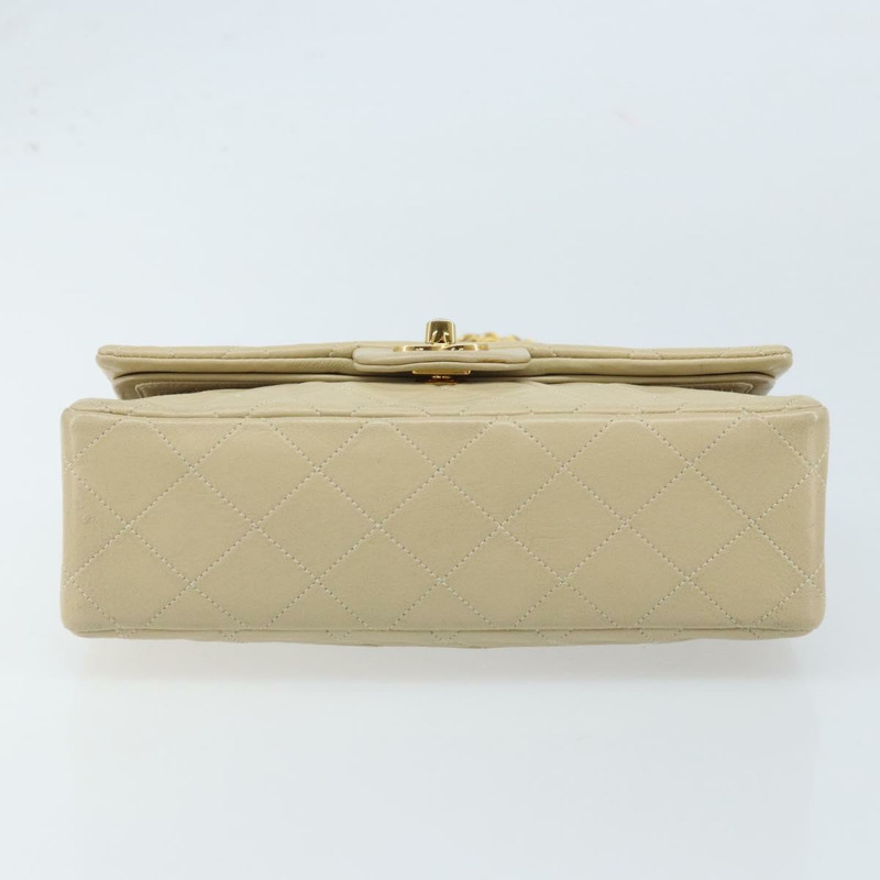 【日本直送】香奈兒雙蓋鏈條Matelasse23手袋，羊皮材質，米色，金色CC標誌，正品編號173005SAV-4