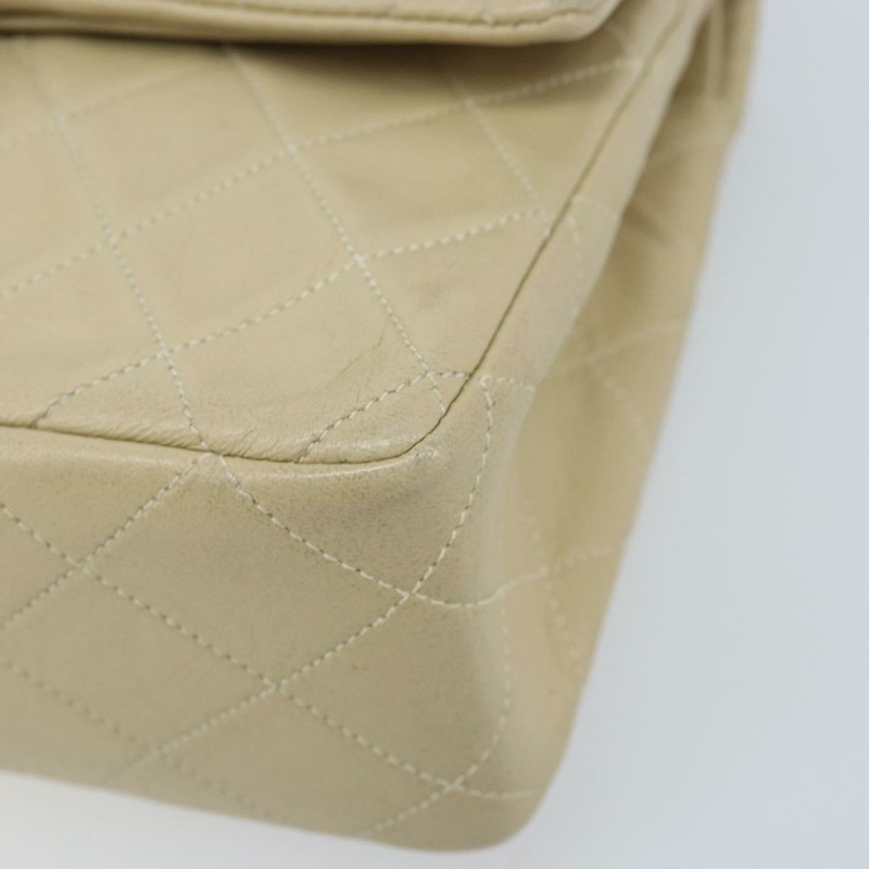 【日本直送】香奈兒雙蓋鏈條Matelasse23手袋，羊皮材質，米色，金色CC標誌，正品編號173005SAV-7