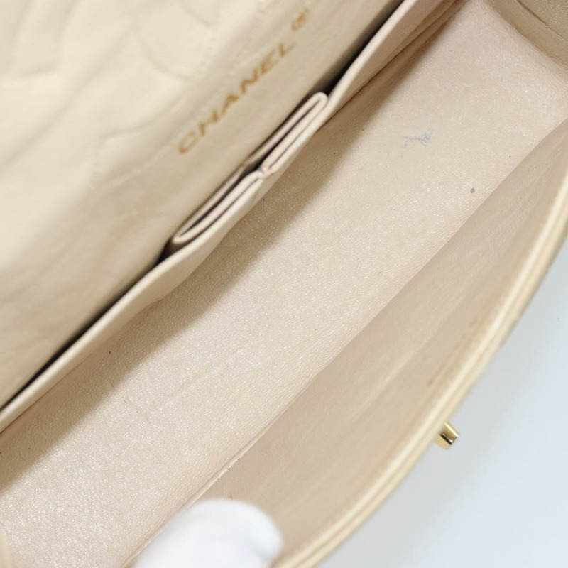 【日本直送】香奈兒雙蓋鏈條Matelasse23手袋，羊皮材質，米色，金色CC標誌，正品編號173005SAV-8
