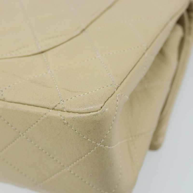 【日本直送】香奈兒雙蓋鏈條Matelasse23手袋，羊皮材質，米色，金色CC標誌，正品編號173005SAV-15