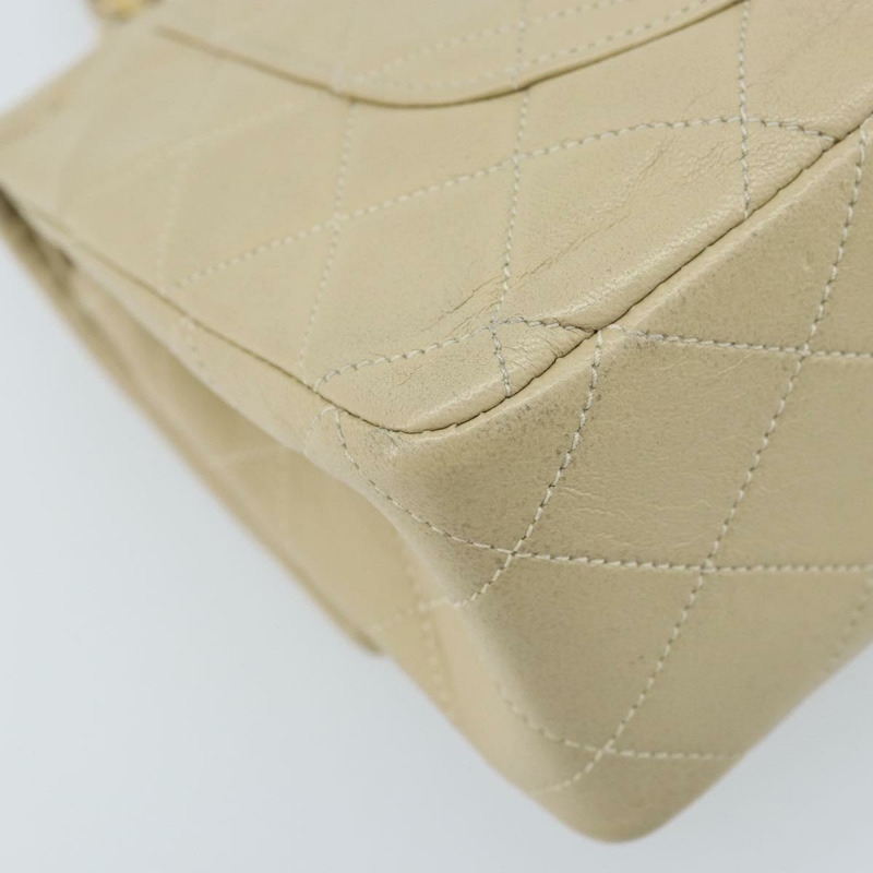 【日本直送】香奈兒雙蓋鏈條Matelasse23手袋，羊皮材質，米色，金色CC標誌，正品編號173005SAV-16