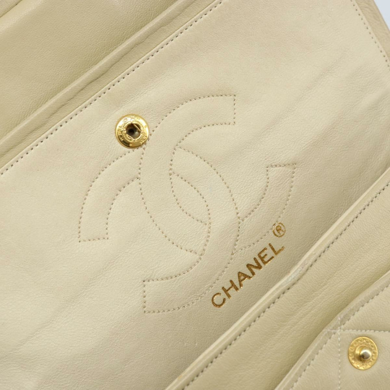 【日本直送】香奈兒雙蓋鏈條Matelasse23手袋，羊皮材質，米色，金色CC標誌，正品編號173005SAV-20