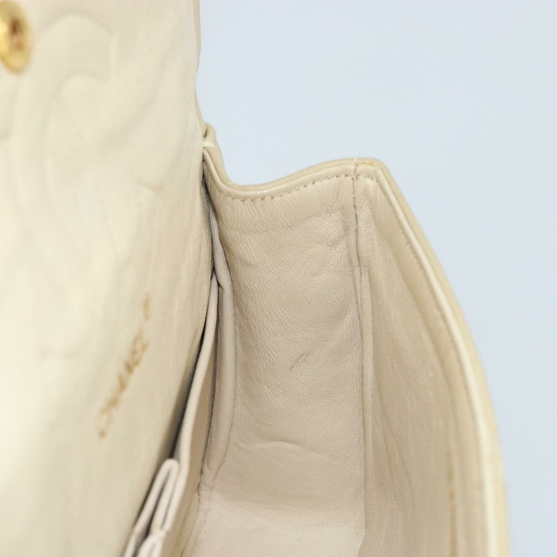 【日本直送】香奈兒雙蓋鏈條Matelasse23手袋，羊皮材質，米色，金色CC標誌，正品編號173005SAV-21