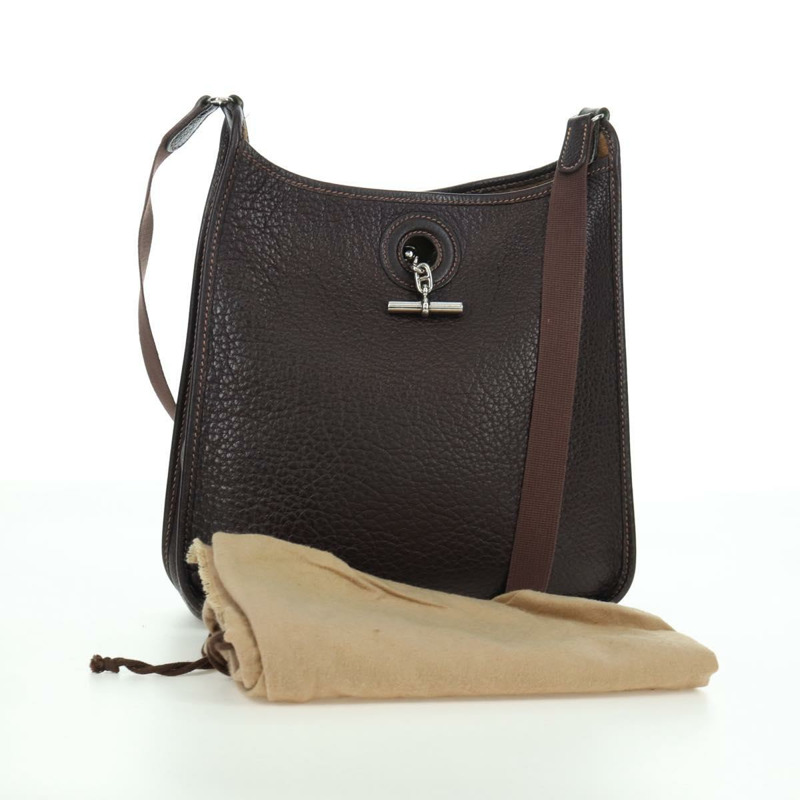 【日本直送】愛馬仕 Vespa 單肩包 皮革 棕色 銀色 正品 bs33819V-11