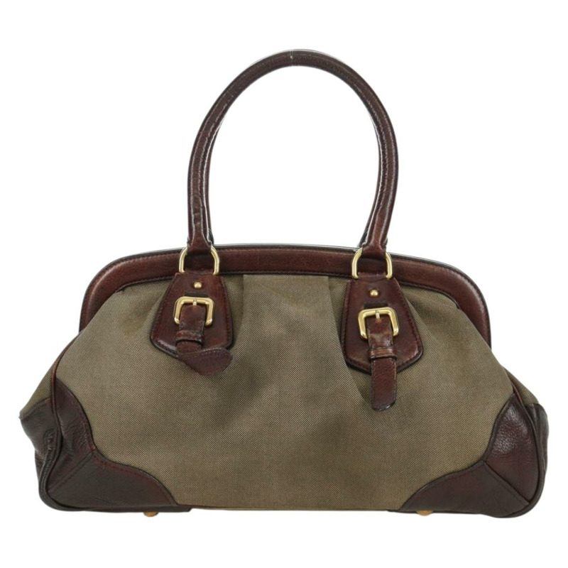 【日本直送】PRADA 手提包 帆布 皮革 金色 米色 正品 ARZ585V-1